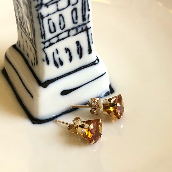 Medeira Orange Citrine 14k Gold Stud Earrings - Picture 6 of 8